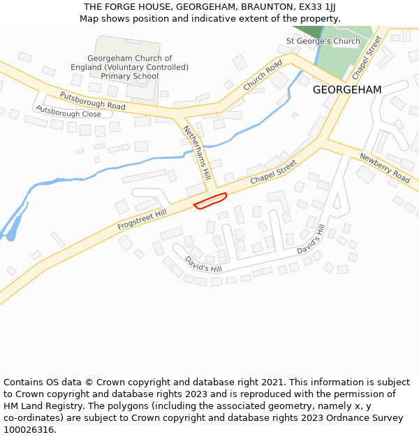 THE FORGE HOUSE, GEORGEHAM, BRAUNTON, EX33 1JJ: Location map and indicative extent of plot