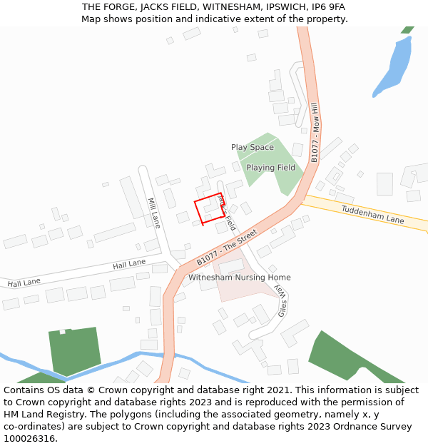 THE FORGE, JACKS FIELD, WITNESHAM, IPSWICH, IP6 9FA: Location map and indicative extent of plot