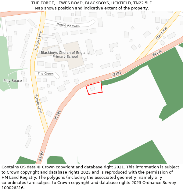 THE FORGE, LEWES ROAD, BLACKBOYS, UCKFIELD, TN22 5LF: Location map and indicative extent of plot