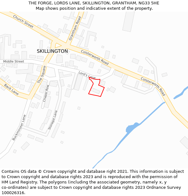 THE FORGE, LORDS LANE, SKILLINGTON, GRANTHAM, NG33 5HE: Location map and indicative extent of plot