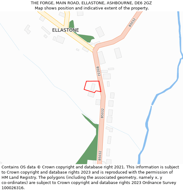 THE FORGE, MAIN ROAD, ELLASTONE, ASHBOURNE, DE6 2GZ: Location map and indicative extent of plot