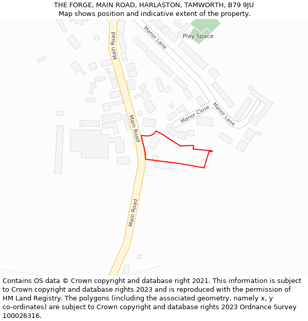 THE FORGE, MAIN ROAD, HARLASTON, TAMWORTH, B79 9JU: Location map and indicative extent of plot