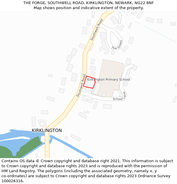 THE FORGE, SOUTHWELL ROAD, KIRKLINGTON, NEWARK, NG22 8NF: Location map and indicative extent of plot