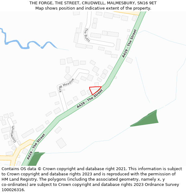 THE FORGE, THE STREET, CRUDWELL, MALMESBURY, SN16 9ET: Location map and indicative extent of plot