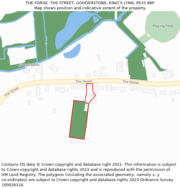 THE FORGE, THE STREET, GOODERSTONE, KING'S LYNN, PE33 9BP: Location map and indicative extent of plot