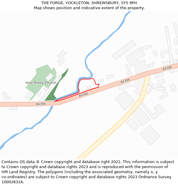 THE FORGE, YOCKLETON, SHREWSBURY, SY5 9PH: Location map and indicative extent of plot