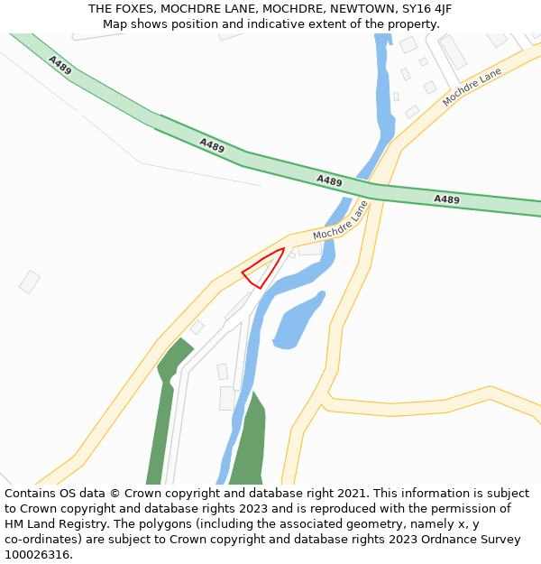 THE FOXES, MOCHDRE LANE, MOCHDRE, NEWTOWN, SY16 4JF: Location map and indicative extent of plot