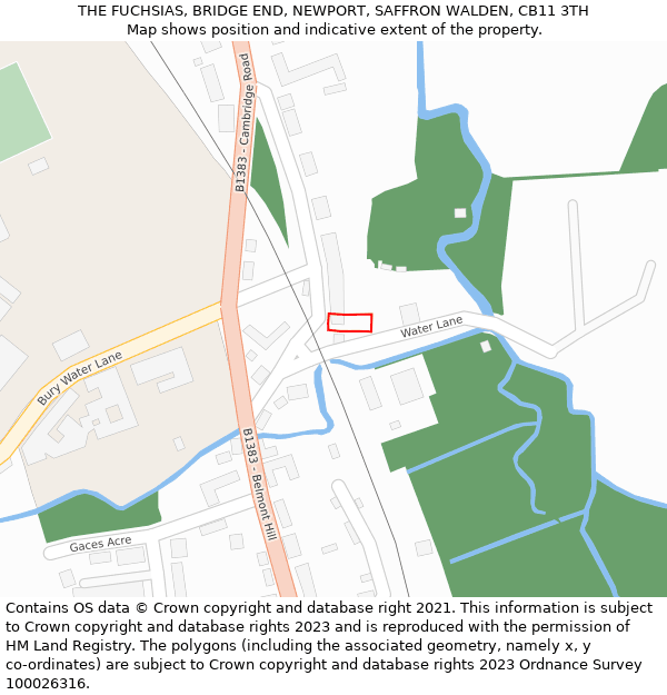 THE FUCHSIAS, BRIDGE END, NEWPORT, SAFFRON WALDEN, CB11 3TH: Location map and indicative extent of plot