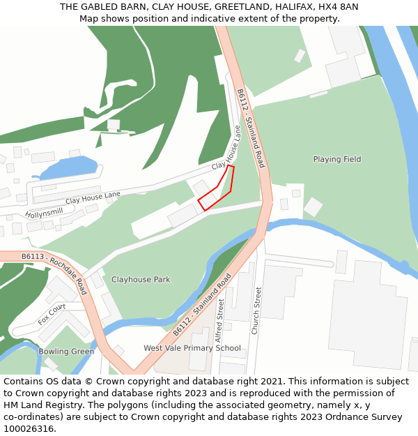 THE GABLED BARN, CLAY HOUSE, GREETLAND, HALIFAX, HX4 8AN: Location map and indicative extent of plot
