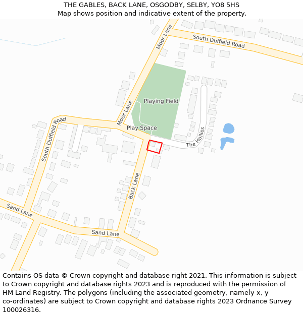 THE GABLES, BACK LANE, OSGODBY, SELBY, YO8 5HS: Location map and indicative extent of plot