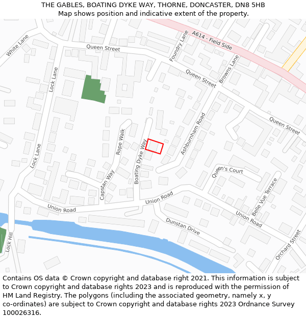THE GABLES, BOATING DYKE WAY, THORNE, DONCASTER, DN8 5HB: Location map and indicative extent of plot