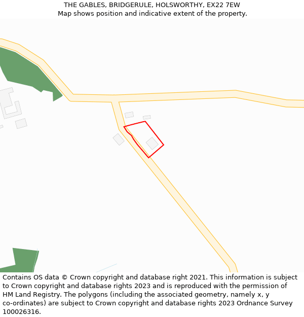 THE GABLES, BRIDGERULE, HOLSWORTHY, EX22 7EW: Location map and indicative extent of plot