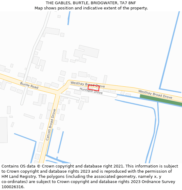 THE GABLES, BURTLE, BRIDGWATER, TA7 8NF: Location map and indicative extent of plot