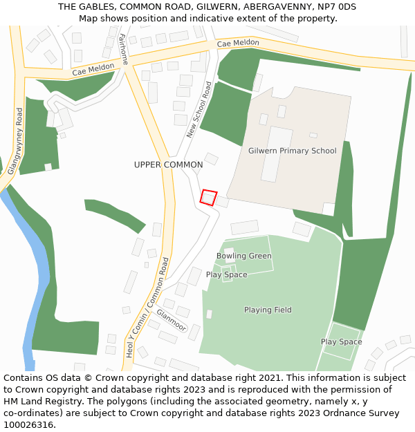 THE GABLES, COMMON ROAD, GILWERN, ABERGAVENNY, NP7 0DS: Location map and indicative extent of plot