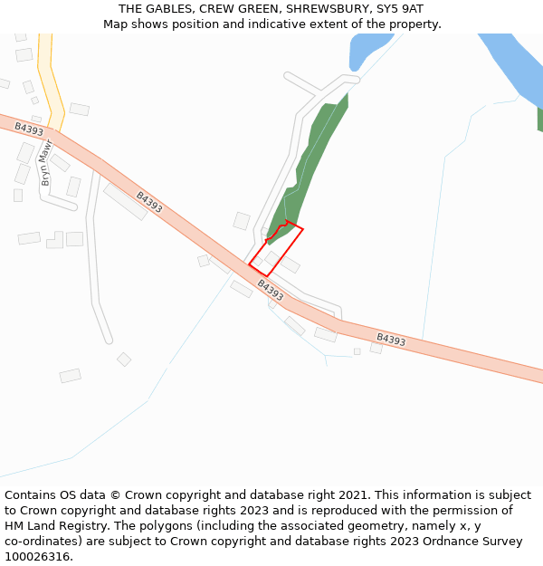 THE GABLES, CREW GREEN, SHREWSBURY, SY5 9AT: Location map and indicative extent of plot