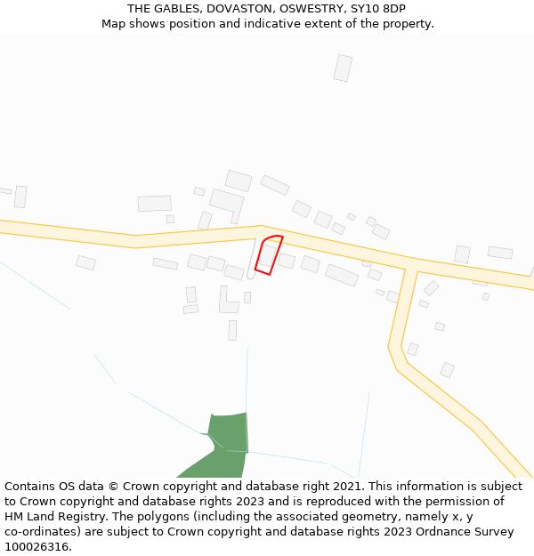 THE GABLES, DOVASTON, OSWESTRY, SY10 8DP: Location map and indicative extent of plot