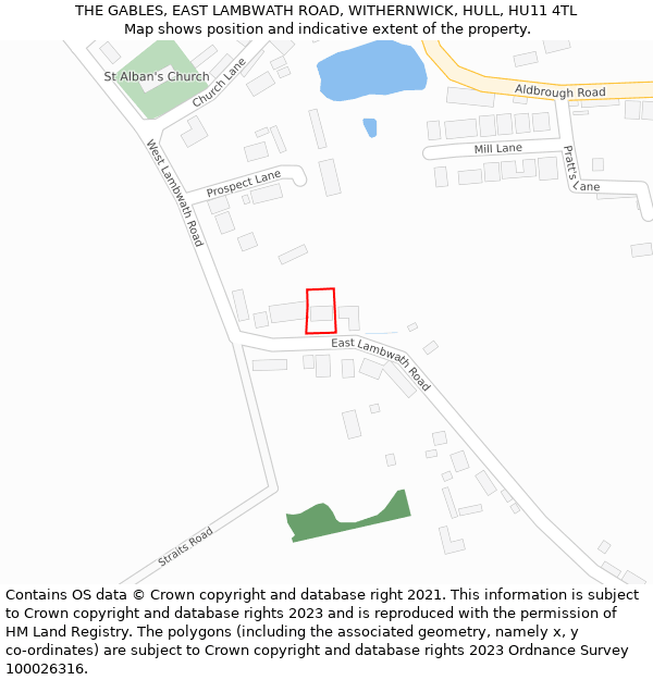 THE GABLES, EAST LAMBWATH ROAD, WITHERNWICK, HULL, HU11 4TL: Location map and indicative extent of plot