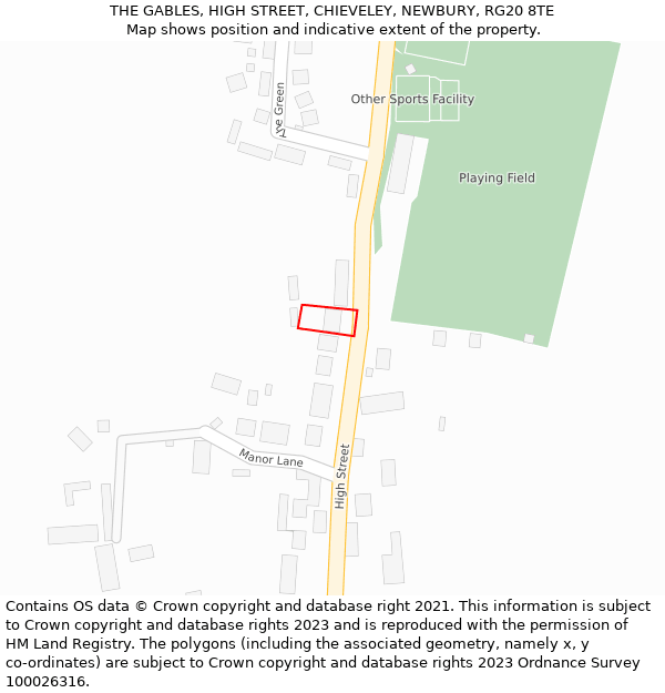 THE GABLES, HIGH STREET, CHIEVELEY, NEWBURY, RG20 8TE: Location map and indicative extent of plot