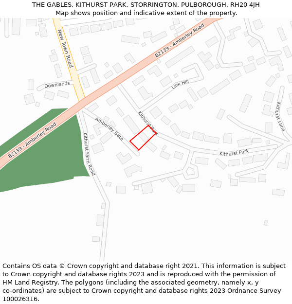 THE GABLES, KITHURST PARK, STORRINGTON, PULBOROUGH, RH20 4JH: Location map and indicative extent of plot