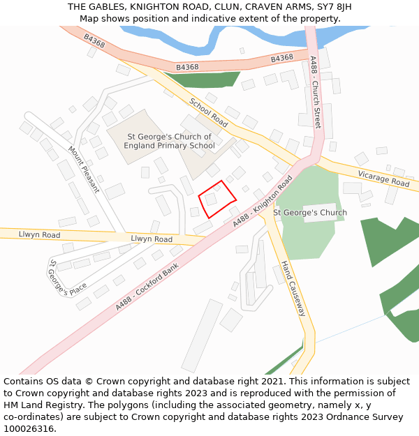 THE GABLES, KNIGHTON ROAD, CLUN, CRAVEN ARMS, SY7 8JH: Location map and indicative extent of plot