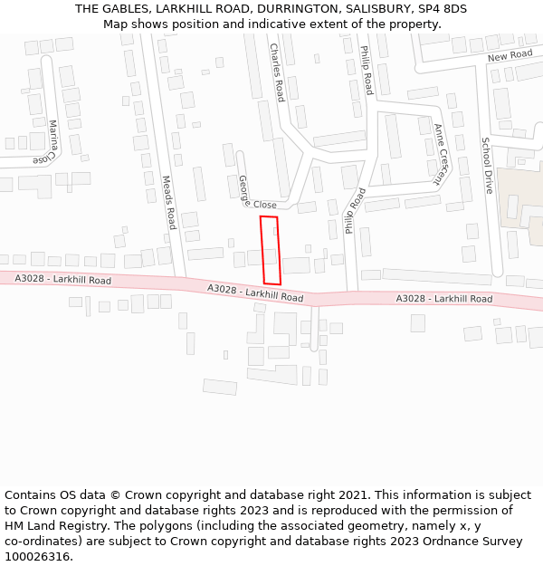 THE GABLES, LARKHILL ROAD, DURRINGTON, SALISBURY, SP4 8DS: Location map and indicative extent of plot