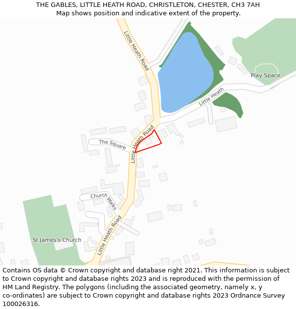 THE GABLES, LITTLE HEATH ROAD, CHRISTLETON, CHESTER, CH3 7AH: Location map and indicative extent of plot