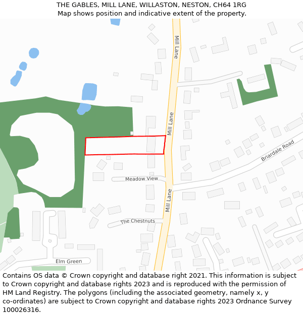 THE GABLES, MILL LANE, WILLASTON, NESTON, CH64 1RG: Location map and indicative extent of plot
