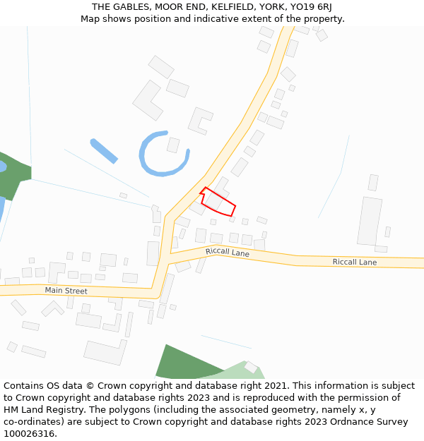 THE GABLES, MOOR END, KELFIELD, YORK, YO19 6RJ: Location map and indicative extent of plot