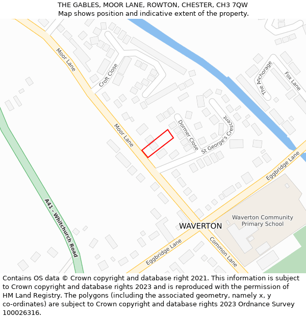 THE GABLES, MOOR LANE, ROWTON, CHESTER, CH3 7QW: Location map and indicative extent of plot