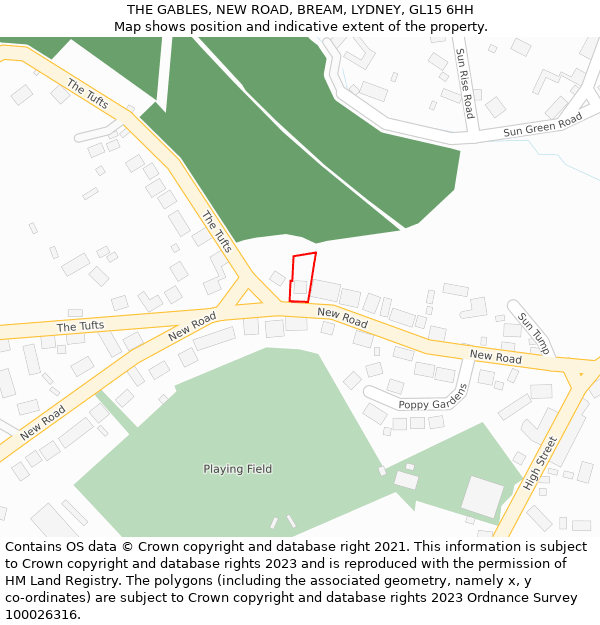 THE GABLES, NEW ROAD, BREAM, LYDNEY, GL15 6HH: Location map and indicative extent of plot