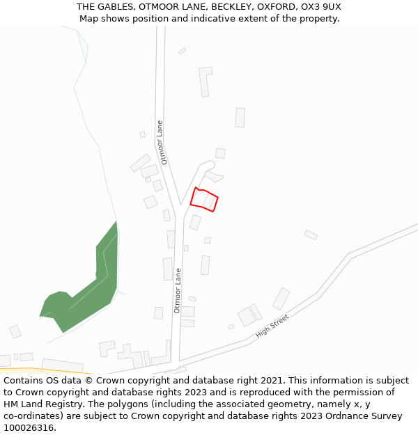 THE GABLES, OTMOOR LANE, BECKLEY, OXFORD, OX3 9UX: Location map and indicative extent of plot