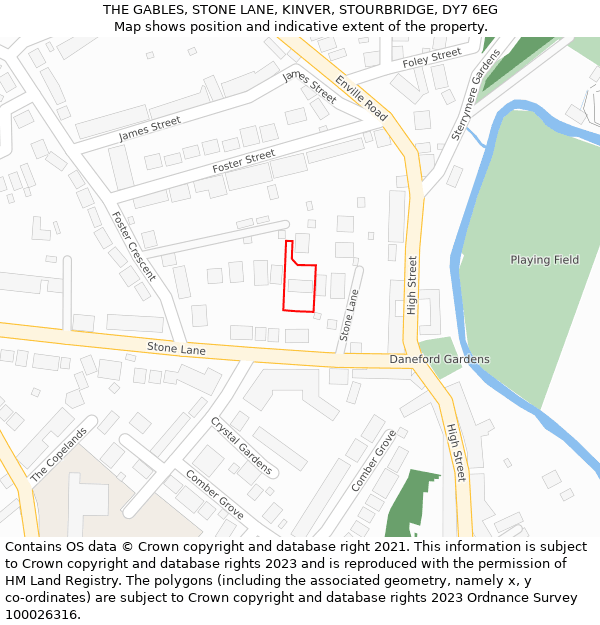 THE GABLES, STONE LANE, KINVER, STOURBRIDGE, DY7 6EG: Location map and indicative extent of plot