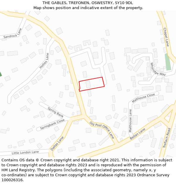 THE GABLES, TREFONEN, OSWESTRY, SY10 9DL: Location map and indicative extent of plot