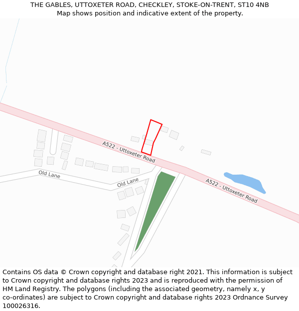 THE GABLES, UTTOXETER ROAD, CHECKLEY, STOKE-ON-TRENT, ST10 4NB: Location map and indicative extent of plot