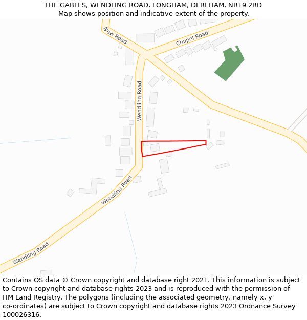 THE GABLES, WENDLING ROAD, LONGHAM, DEREHAM, NR19 2RD: Location map and indicative extent of plot