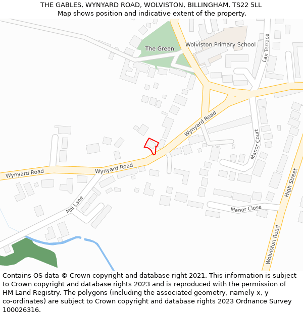 THE GABLES, WYNYARD ROAD, WOLVISTON, BILLINGHAM, TS22 5LL: Location map and indicative extent of plot