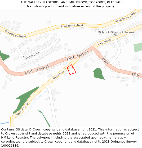 THE GALLERY, RADFORD LANE, MILLBROOK, TORPOINT, PL10 1AH: Location map and indicative extent of plot