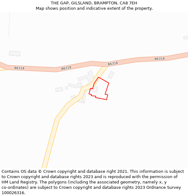 THE GAP, GILSLAND, BRAMPTON, CA8 7EH: Location map and indicative extent of plot