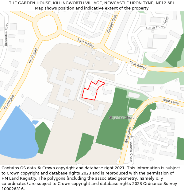 THE GARDEN HOUSE, KILLINGWORTH VILLAGE, NEWCASTLE UPON TYNE, NE12 6BL: Location map and indicative extent of plot