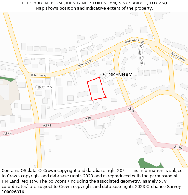 THE GARDEN HOUSE, KILN LANE, STOKENHAM, KINGSBRIDGE, TQ7 2SQ: Location map and indicative extent of plot
