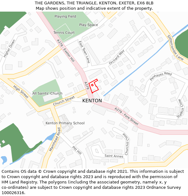 THE GARDENS, THE TRIANGLE, KENTON, EXETER, EX6 8LB: Location map and indicative extent of plot