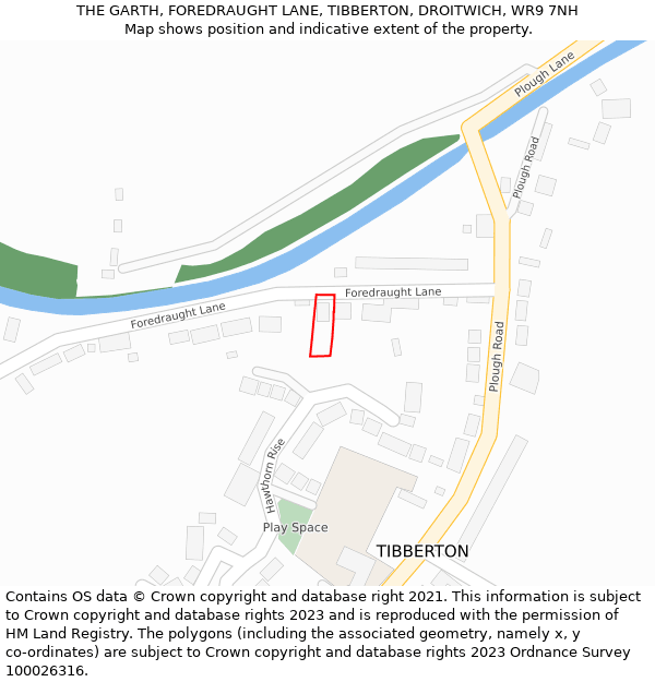 THE GARTH, FOREDRAUGHT LANE, TIBBERTON, DROITWICH, WR9 7NH: Location map and indicative extent of plot