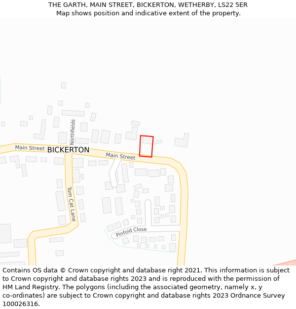 THE GARTH, MAIN STREET, BICKERTON, WETHERBY, LS22 5ER: Location map and indicative extent of plot