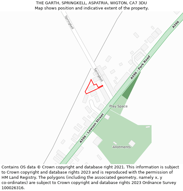 THE GARTH, SPRINGKELL, ASPATRIA, WIGTON, CA7 3DU: Location map and indicative extent of plot