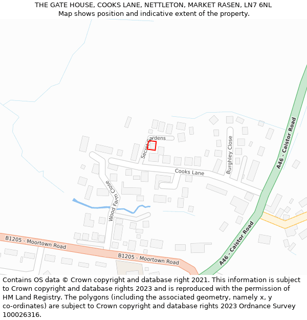 THE GATE HOUSE, COOKS LANE, NETTLETON, MARKET RASEN, LN7 6NL: Location map and indicative extent of plot