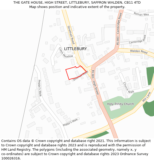 THE GATE HOUSE, HIGH STREET, LITTLEBURY, SAFFRON WALDEN, CB11 4TD: Location map and indicative extent of plot