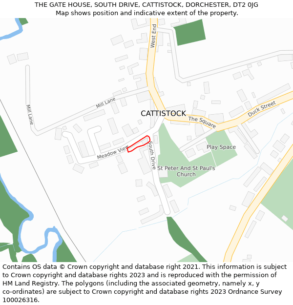 THE GATE HOUSE, SOUTH DRIVE, CATTISTOCK, DORCHESTER, DT2 0JG: Location map and indicative extent of plot