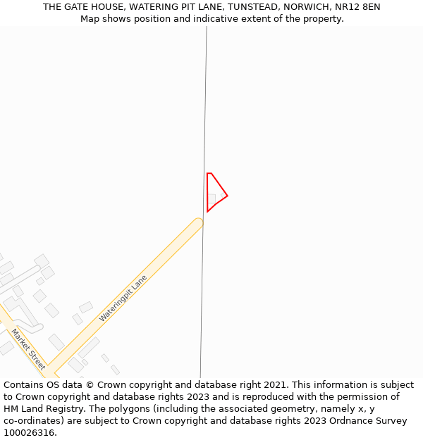 THE GATE HOUSE, WATERING PIT LANE, TUNSTEAD, NORWICH, NR12 8EN: Location map and indicative extent of plot