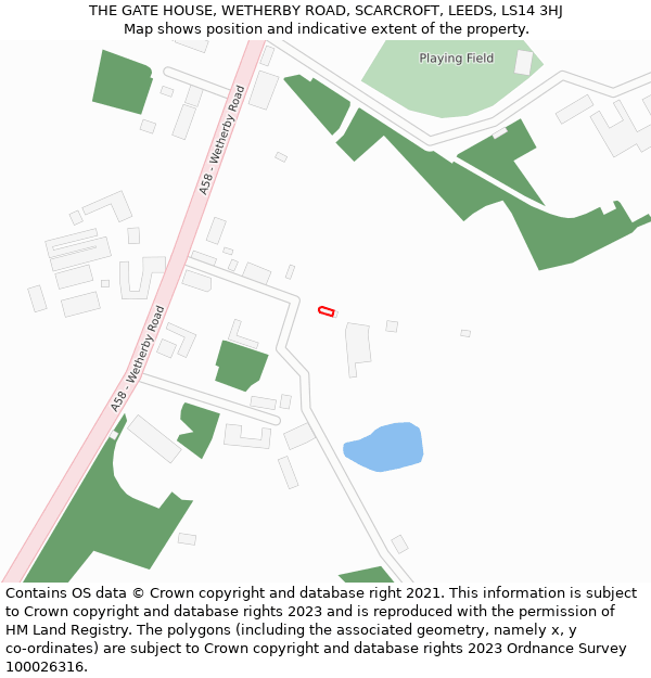 THE GATE HOUSE, WETHERBY ROAD, SCARCROFT, LEEDS, LS14 3HJ: Location map and indicative extent of plot