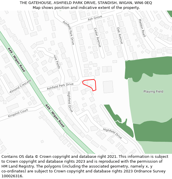 THE GATEHOUSE, ASHFIELD PARK DRIVE, STANDISH, WIGAN, WN6 0EQ: Location map and indicative extent of plot